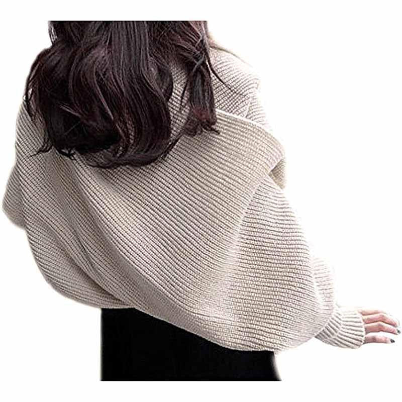 Knitted Wrap Scarf With Sleeves 11544970-beige