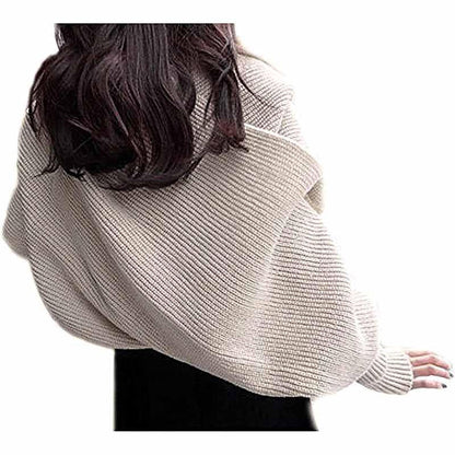 Knitted Wrap Scarf With Sleeves 11544970-beige