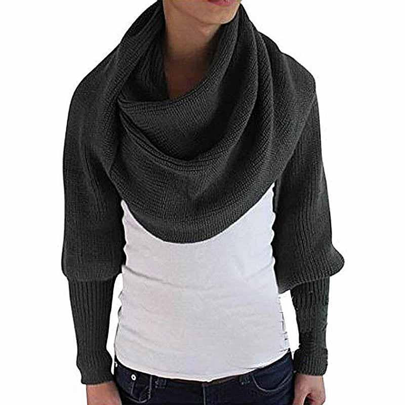 Knitted Wrap Scarf With Sleeves 11544970-beige