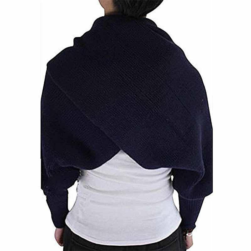 Knitted Wrap Scarf With Sleeves 11544970-beige