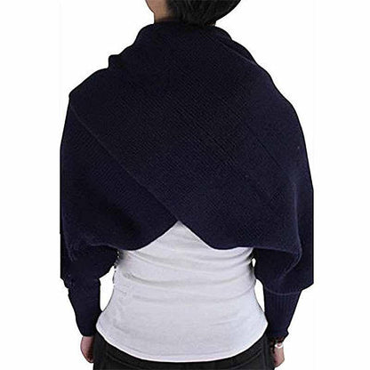 Knitted Wrap Scarf With Sleeves 11544970-beige