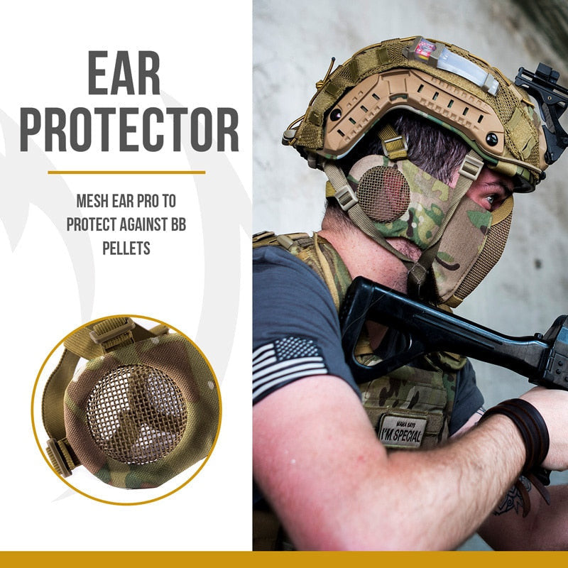 Tactical Foldable Mesh Mask With Ear Protection