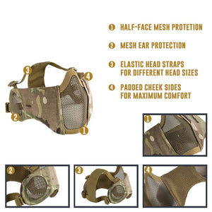 Tactical Foldable Mesh Mask With Ear Protection