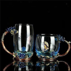 Handmade Enamel Butterfly Rose Cup (Various Designs)