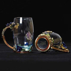 Handmade Enamel Butterfly Rose Cup (Various Designs)