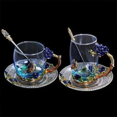 Handmade Enamel Butterfly Rose Cup (Various Designs)