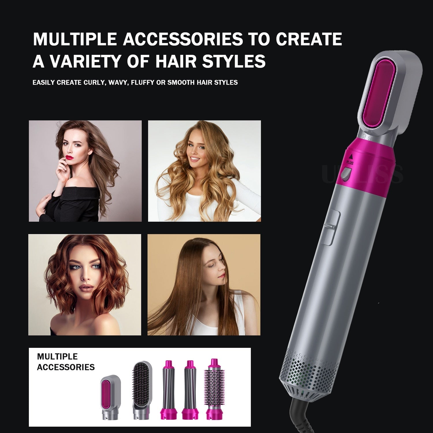 Multifunctional 5 In 1 Hair Styling Airwrap Straightener