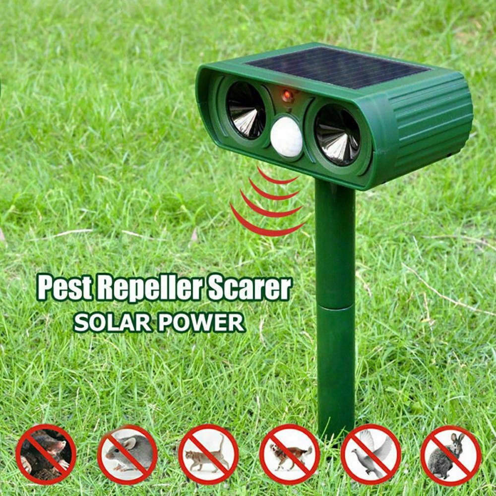 Solar Power Ultrasonic Animal Pest Repeller Infrared Sensor Waterproof Animal Deterrent