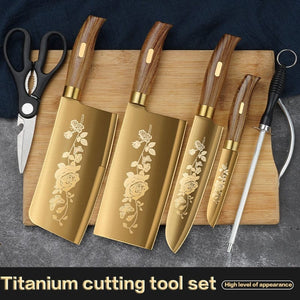 Titangold Designer Titanium Kitchen Knife Set