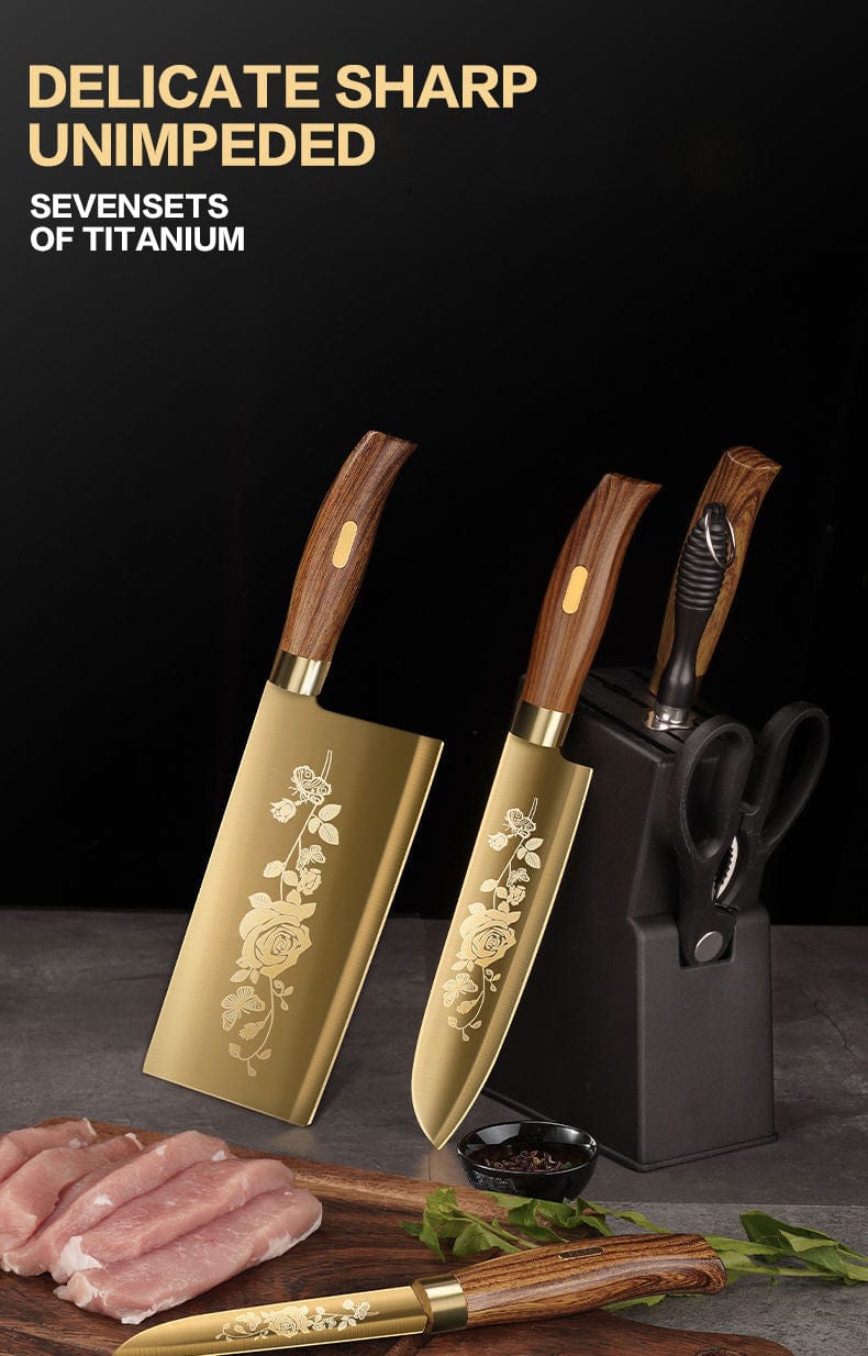 Titangold Designer Titanium Kitchen Knife Set