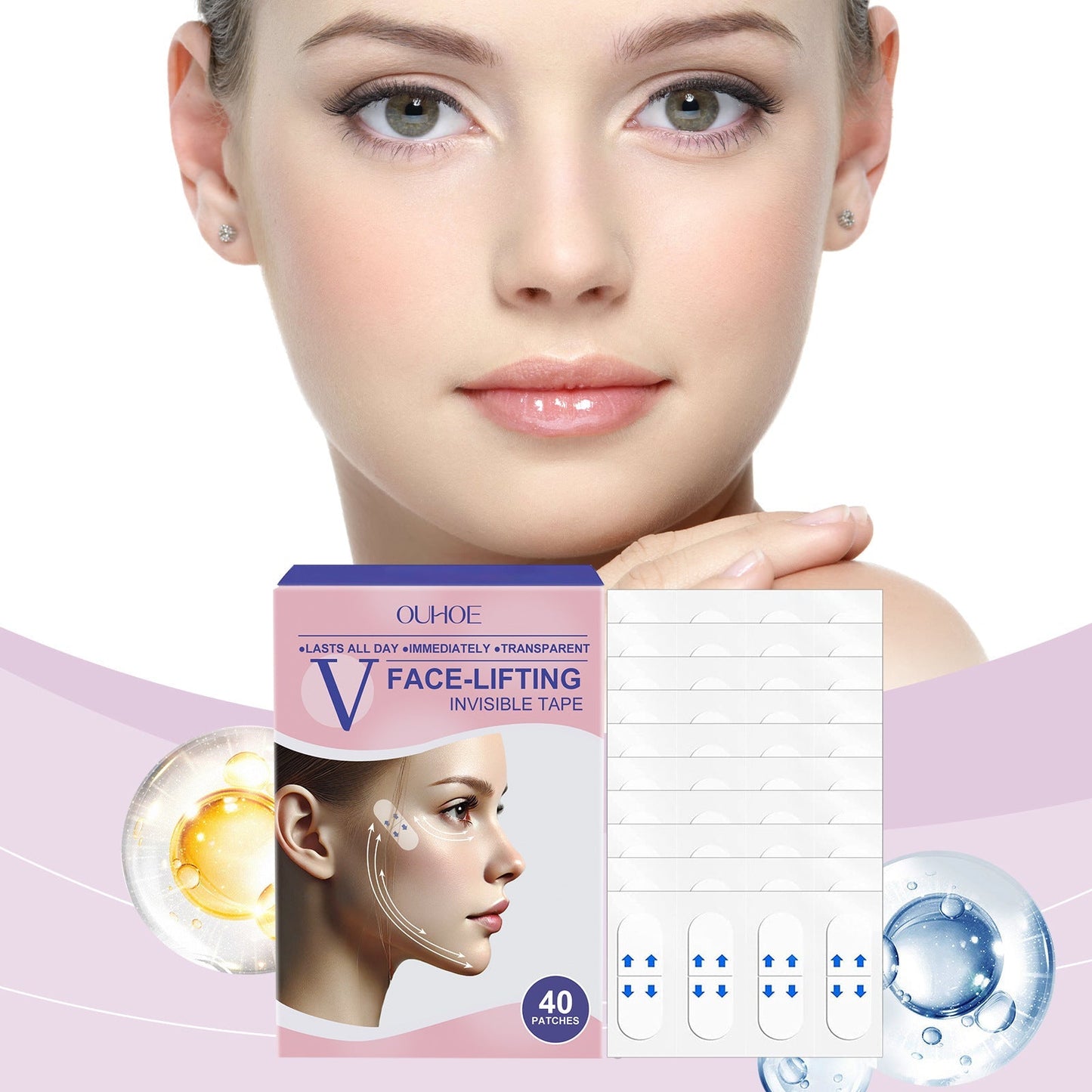 Invisible Lifting Tape Defines Facial Contours Creating Firmer Appearance Throughout Wear 8719079047410-1