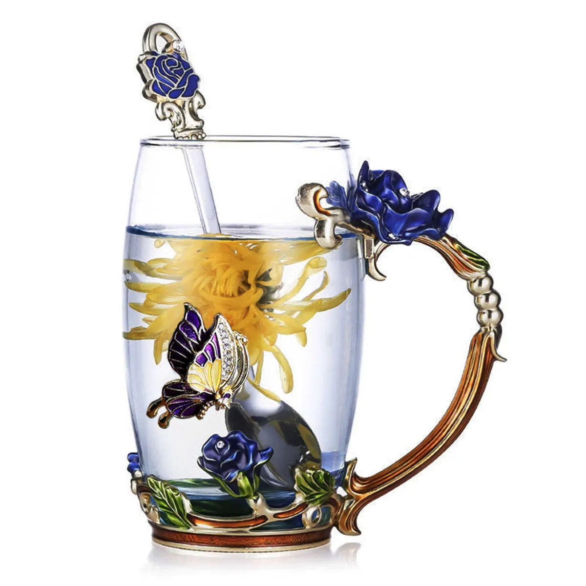 Handmade Enamel Butterfly Rose Cup (Various Designs) 263799