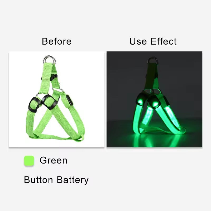 Adjustable LED Dog Harness - Log Leash Light for Night Walks 250307