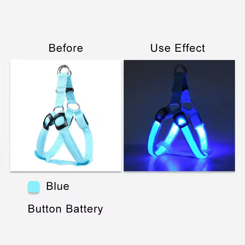 Adjustable LED Dog Harness - Log Leash Light for Night Walks 250307