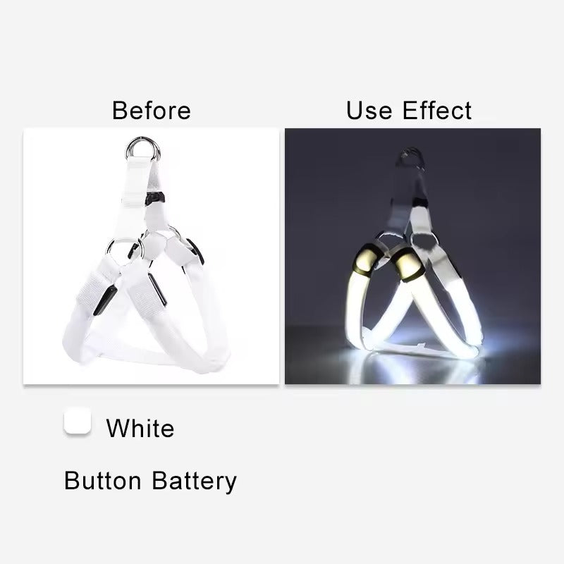 Adjustable LED Dog Harness - Log Leash Light for Night Walks 250307