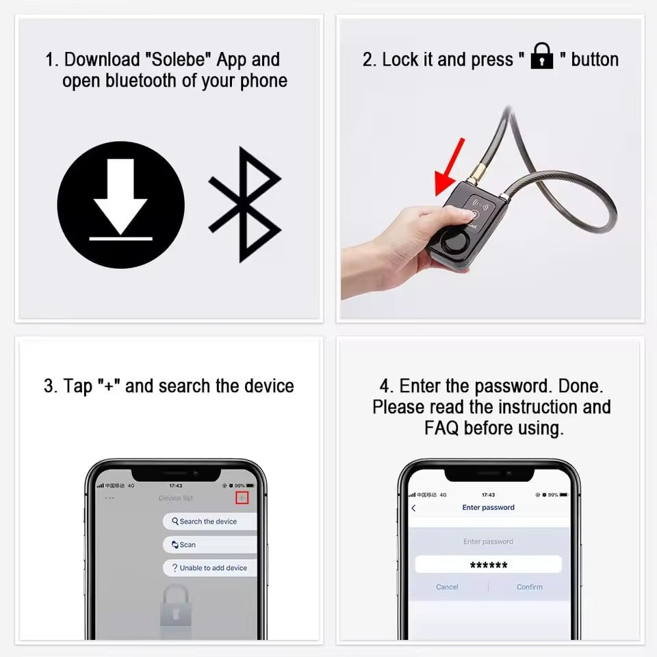 Smart Bluetooth Bike Lock Alarm with Waterproof Design for Security 260937