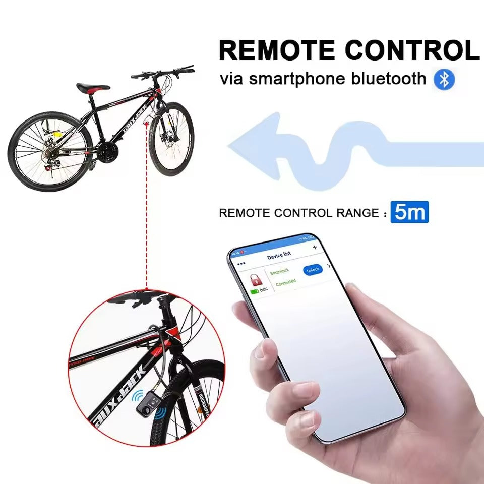 Smart Bluetooth Bike Lock Alarm with Waterproof Design for Security