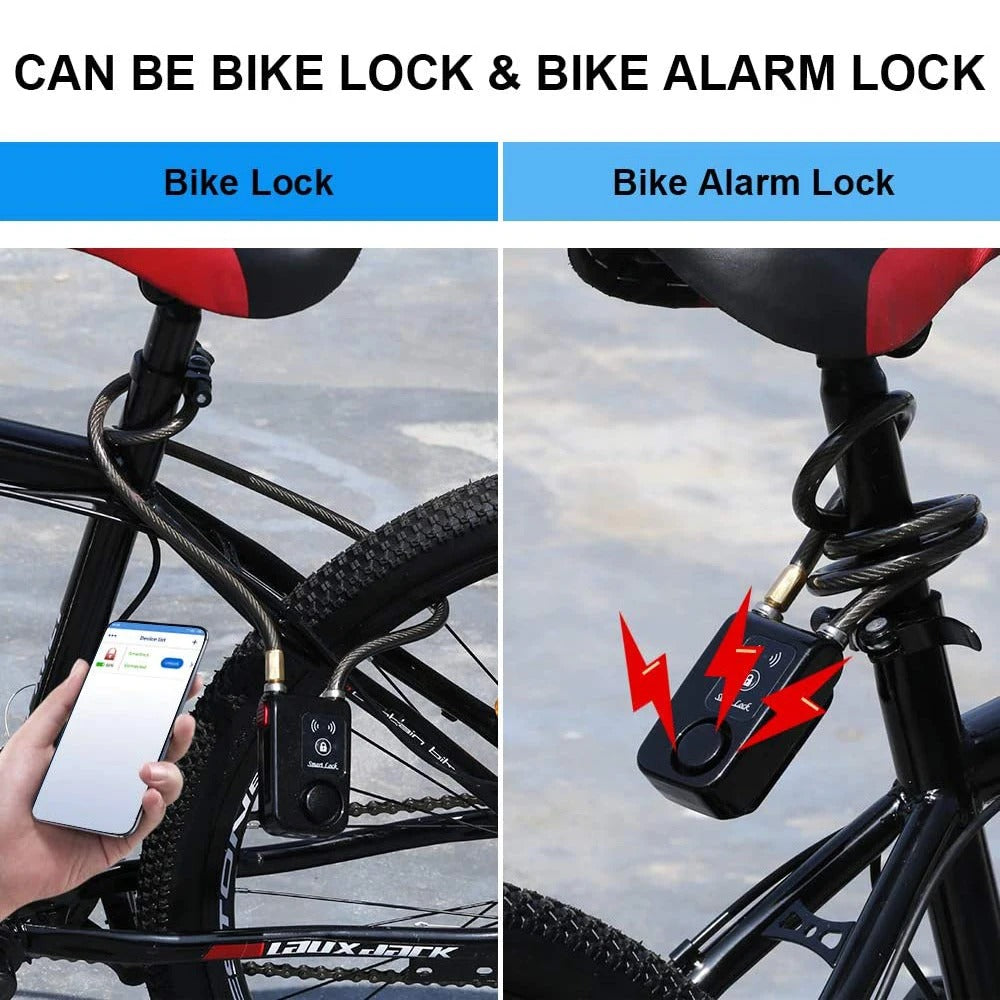 Smart Bluetooth Bike Lock Alarm with Waterproof Design for Security