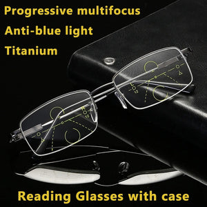 Titanium Multifocal Reading Glasses With Blue Light Protection