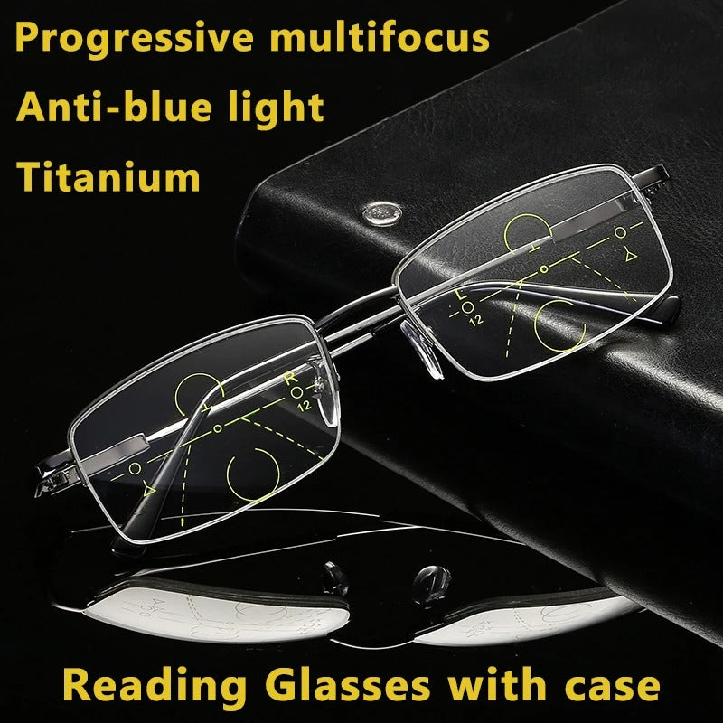 Titanium Multifocal Reading Glasses With Blue Light Protection