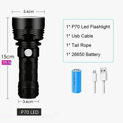 USB Rechargeable LED Flashlight - High Lumens, Portable for Outdoor Use 256712