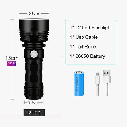 USB Rechargeable LED Flashlight - High Lumens, Portable for Outdoor Use 256712