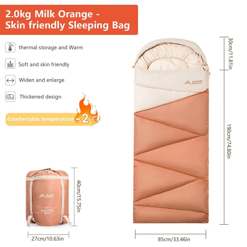 Ultralight Camping Sleeping Bag for 4 Season Use - Warm Cotton 1005008096974559-White-3