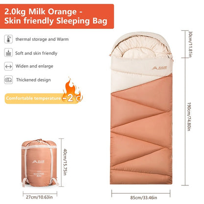 Ultralight Camping Sleeping Bag for 4 Season Use - Warm Cotton 1005008096974559-White-3