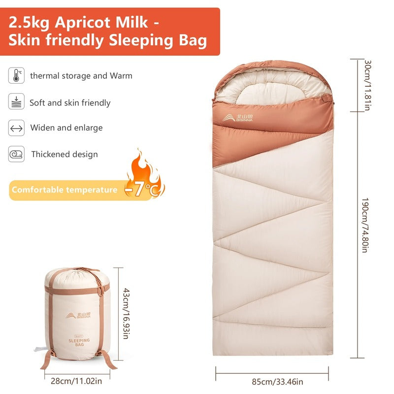 Ultralight Camping Sleeping Bag for 4 Season Use - Warm Cotton 1005008096974559-White-3
