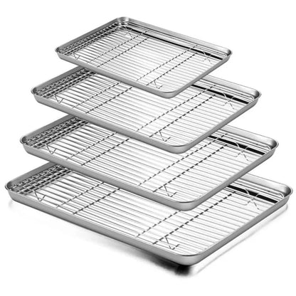 Multipurpose Cooling Rack for Baking with Oven Tray Stainless Steel Set 1005005606177094-al