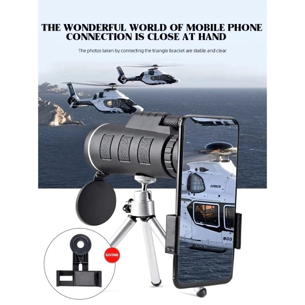 High Power Monocular Telescope for Phone Long Range Outdoor Use