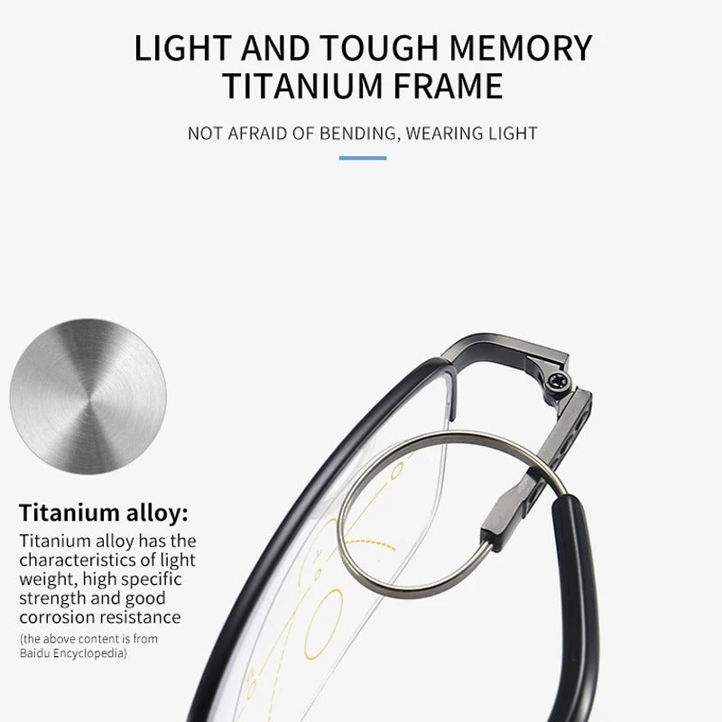 Titanium Multifocal Reading Glasses With Blue Light Protection