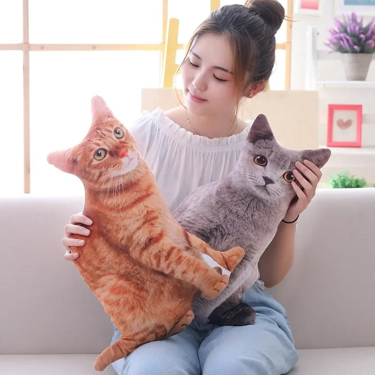 Stuffed Cat Toy Pillow Cute Plush for Sleeping and Decor