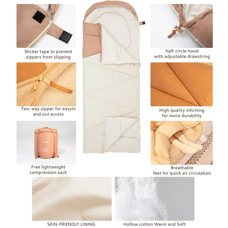 Ultralight Camping Sleeping Bag for 4 Season Use - Warm Cotton 1005008096974559-White-3
