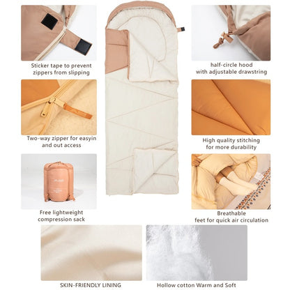 Ultralight Camping Sleeping Bag for 4 Season Use - Warm Cotton 1005008096974559-White-3