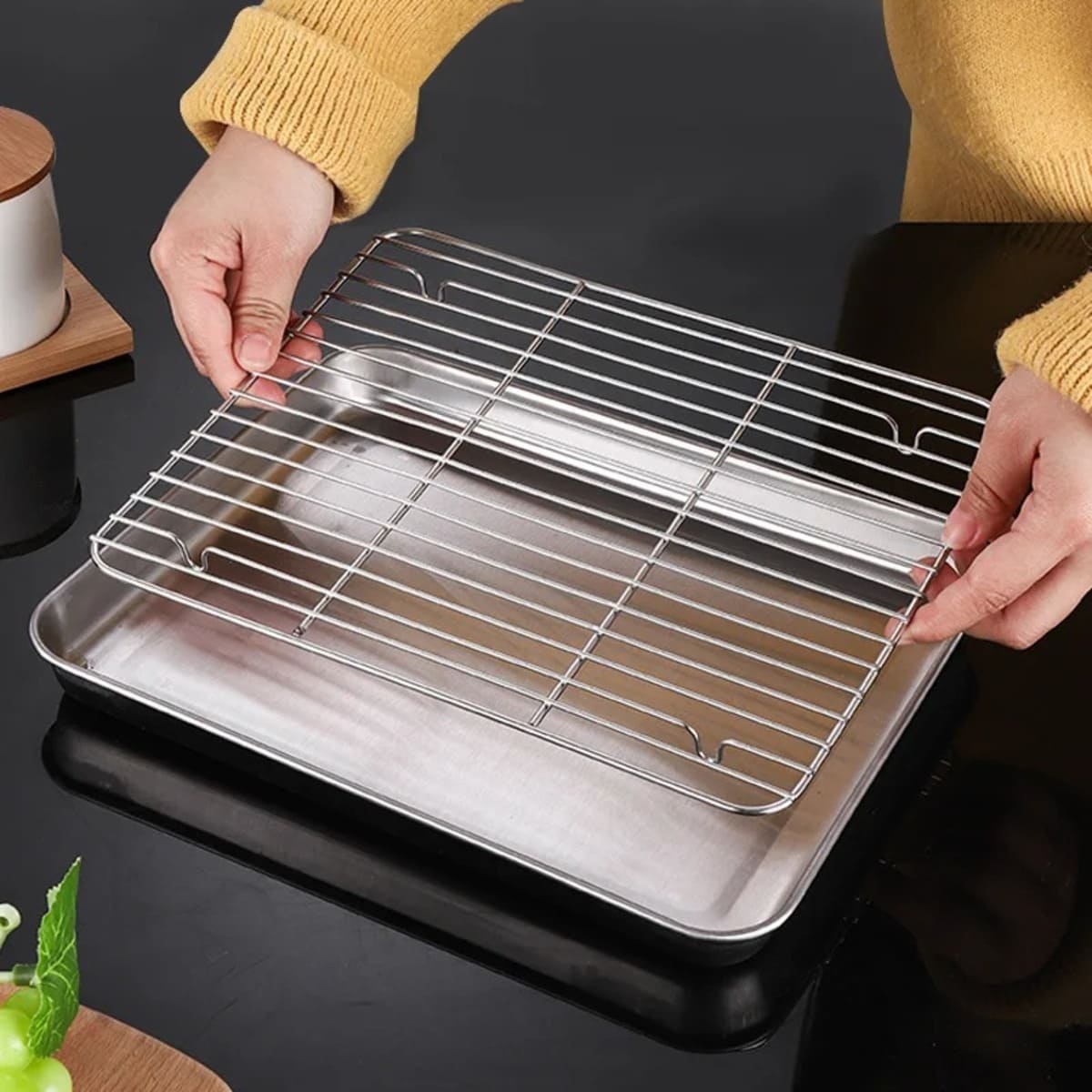 Multipurpose Cooling Rack for Baking with Oven Tray Stainless Steel Set 1005005606177094-al