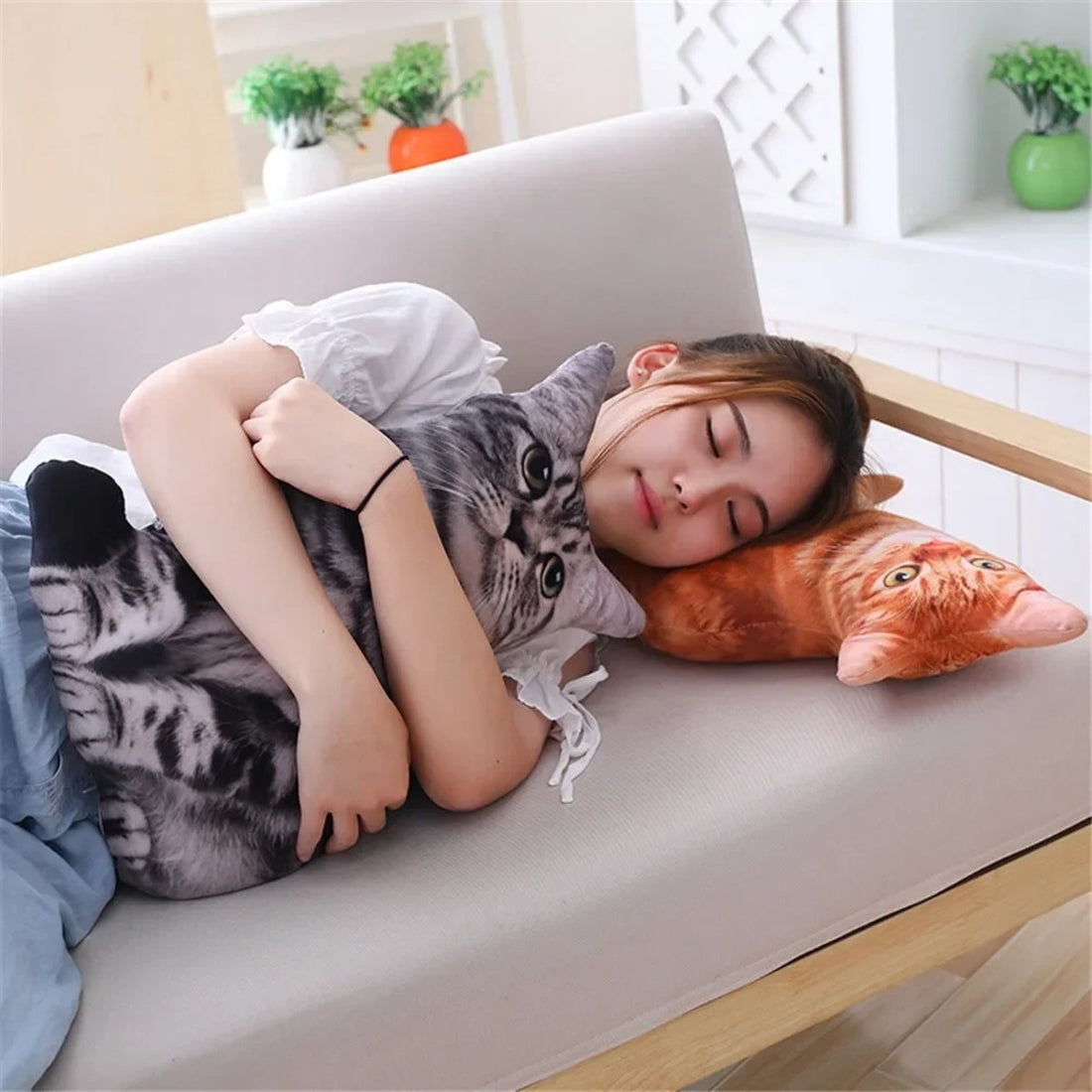 Stuffed Cat Toy Pillow Cute Plush for Sleeping and Decor 327253