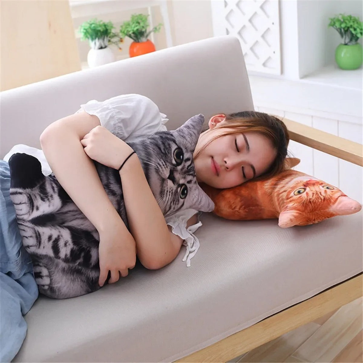 Stuffed Cat Toy Pillow Cute Plush for Sleeping and Decor