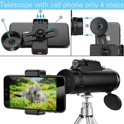High Power Monocular Telescope for Phone Long Range Outdoor Use