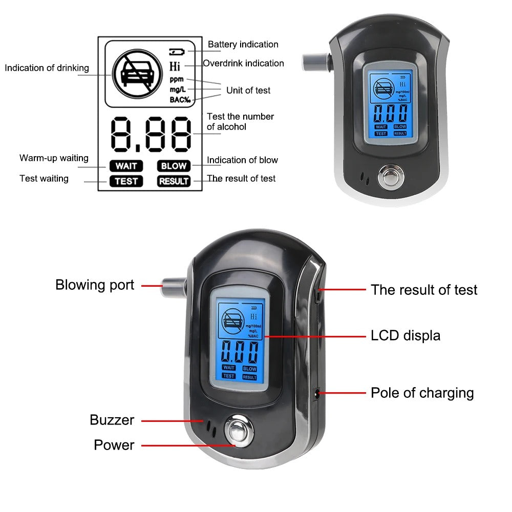 Police-Grade Professional Alcohol Tester Breathalyzer