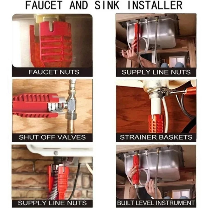 Anti-Slip 8 In 1 Kitchen Repair Plumbing Tool Flume Wrench Sink Faucet Key Plumbing Pipe 26795442-5