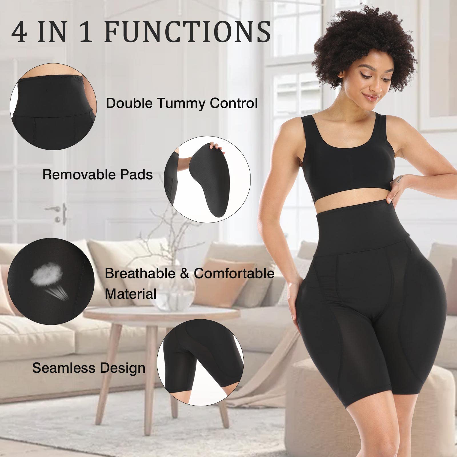 Women'S Padded Hips Tummy Control Shapewear Pants