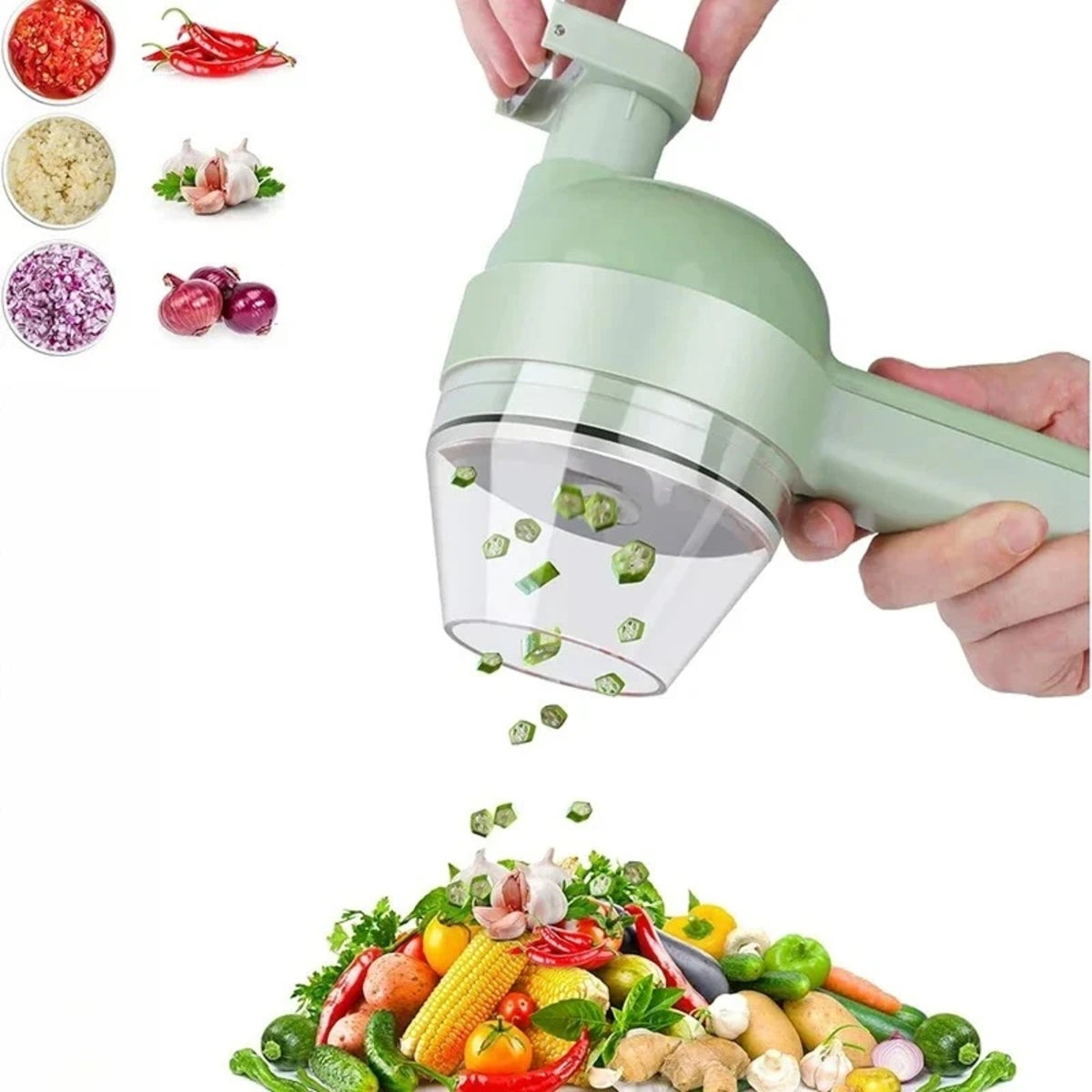 Electric Vegetable Cutter Set - Multifunctional Food Processor Hand-Held Mini Fruit Meat Grinder 15071155618179-1
