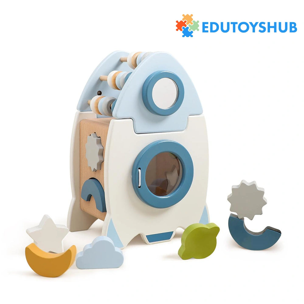 Wooden Rocket Shape Sorter - Early Learning Toy For Toddlers
