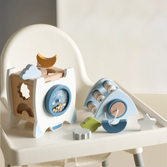 Wooden Rocket Shape Sorter - Early Learning Toy For Toddlers