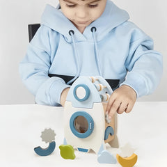 Wooden Rocket Shape Sorter - Early Learning Toy For Toddlers