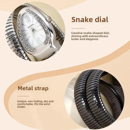 Women's Fashion Watch – Luxury Snake Bracelet Watch, Quartz Movement, Gift for Her