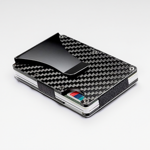 Rfid Blocking Men'S Carbon Fiber Metal Wallet