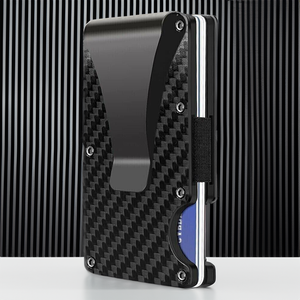 Rfid Blocking Men'S Carbon Fiber Metal Wallet