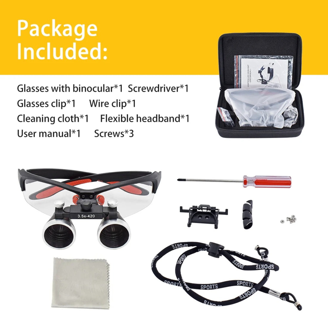 Dental Loupes Magnifier with & LED Headlight for Precision Work 9840492413249-1